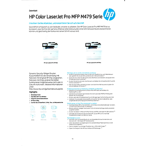 Appareil multifonctions laser HP Color LaserJet Pro MFP M479fdn, 4 en 1, couleur/SW, USB 2.0, jusqu'à A4